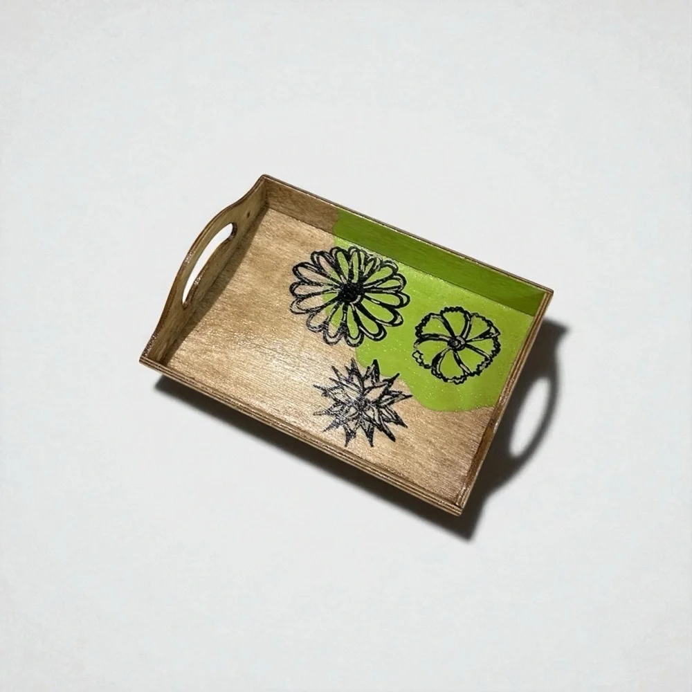 Handmade Wooden Trinket Dish Floral